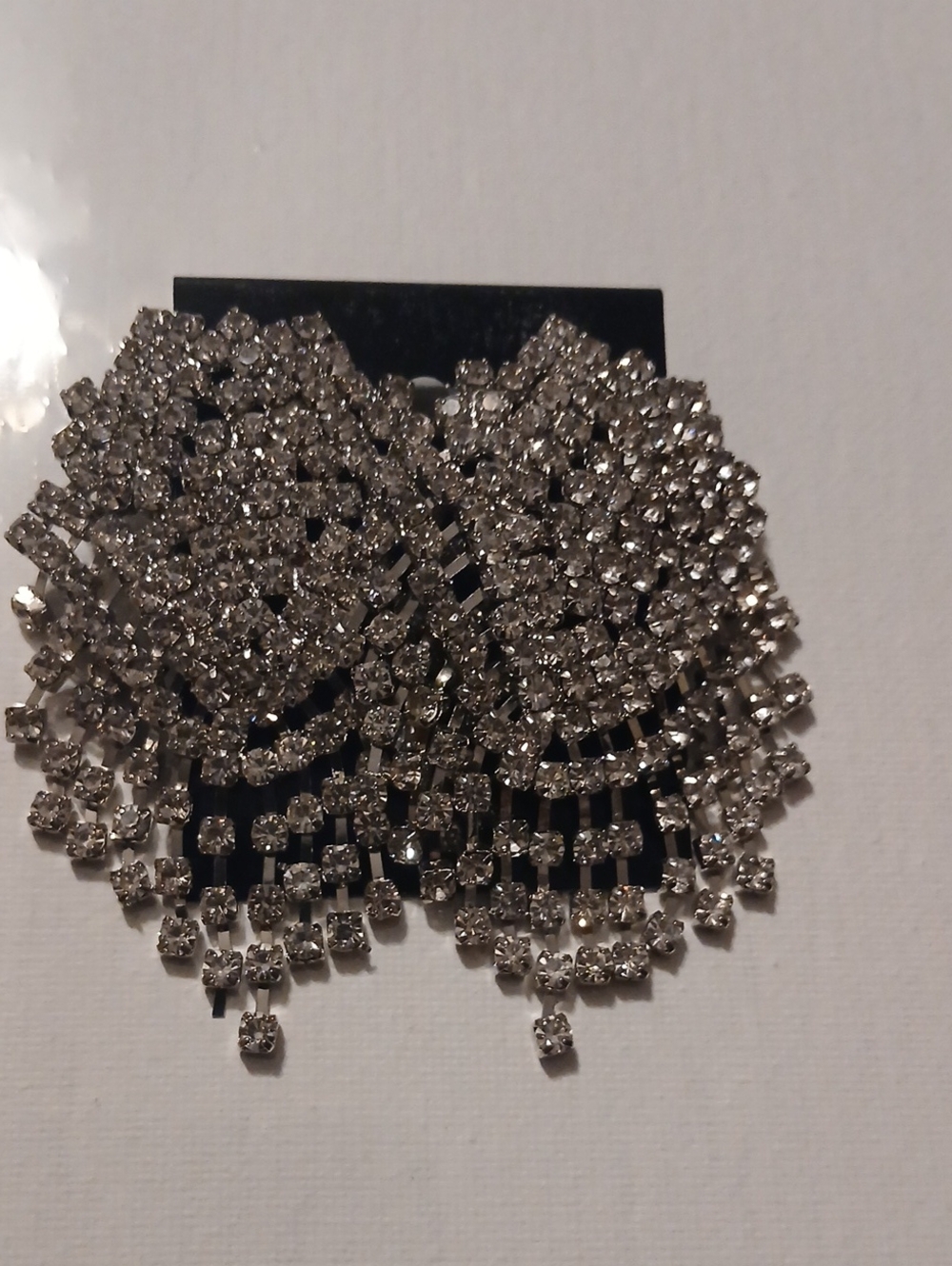 Crystal Fringe Statement Earrings - Silver Sparkle
